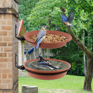 Wall Hanging Bird Feeder Bowl Tree Mounted Bird Bath Spa Include 2 Bird Trays Metal Rings and Screws